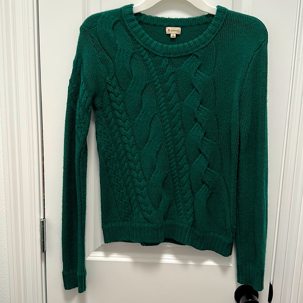 Cremieux green cable knit sweater, size small